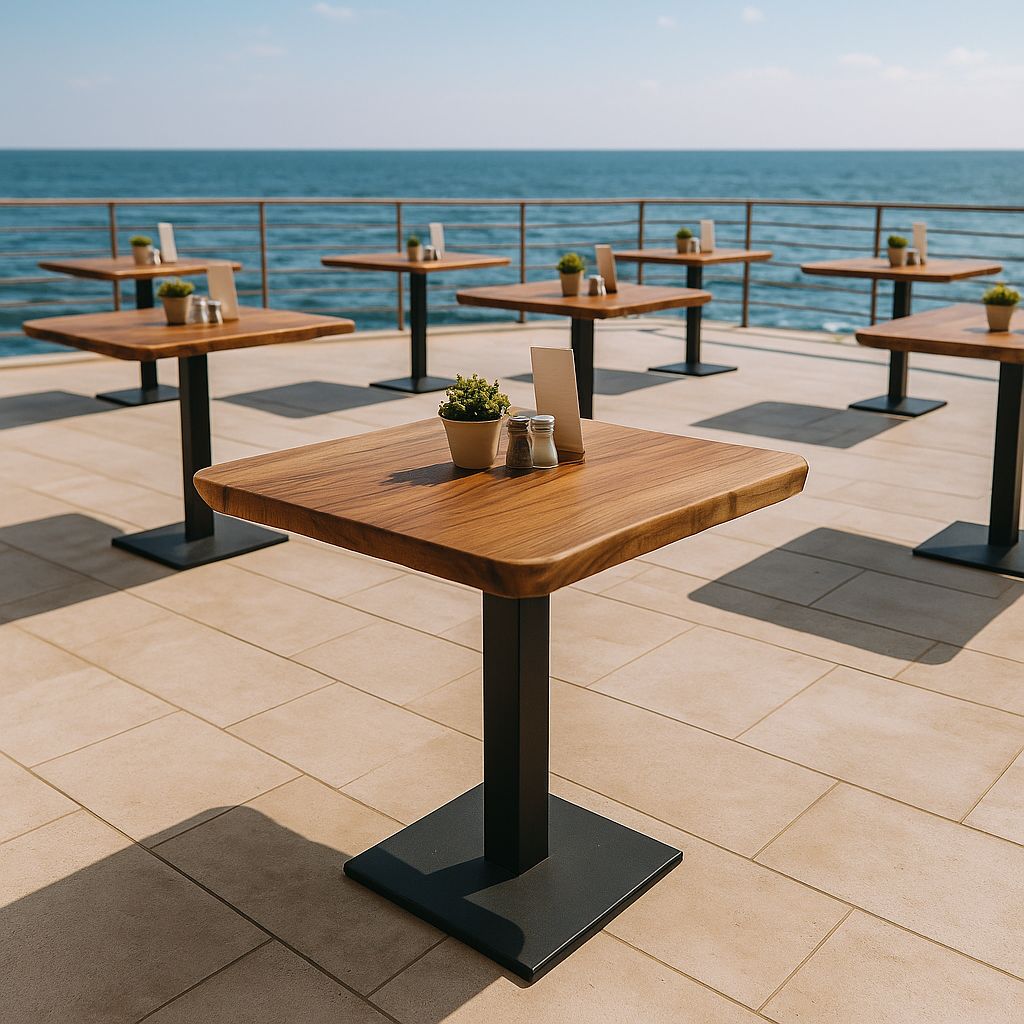 Gerçek Ağaç Ceviz Masa Paketi 100x100 Kare