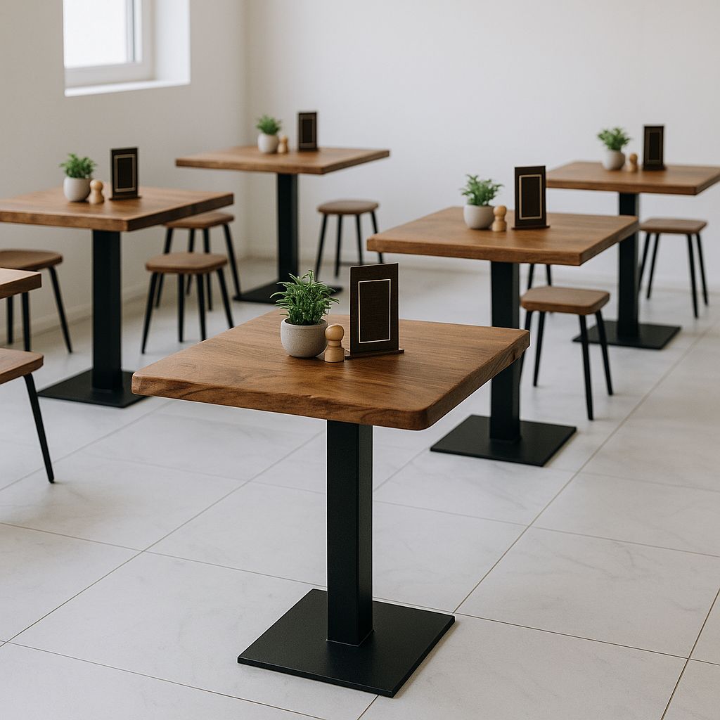 Gerçek Ağaç Ceviz Masa Paketi 60x60 Kare